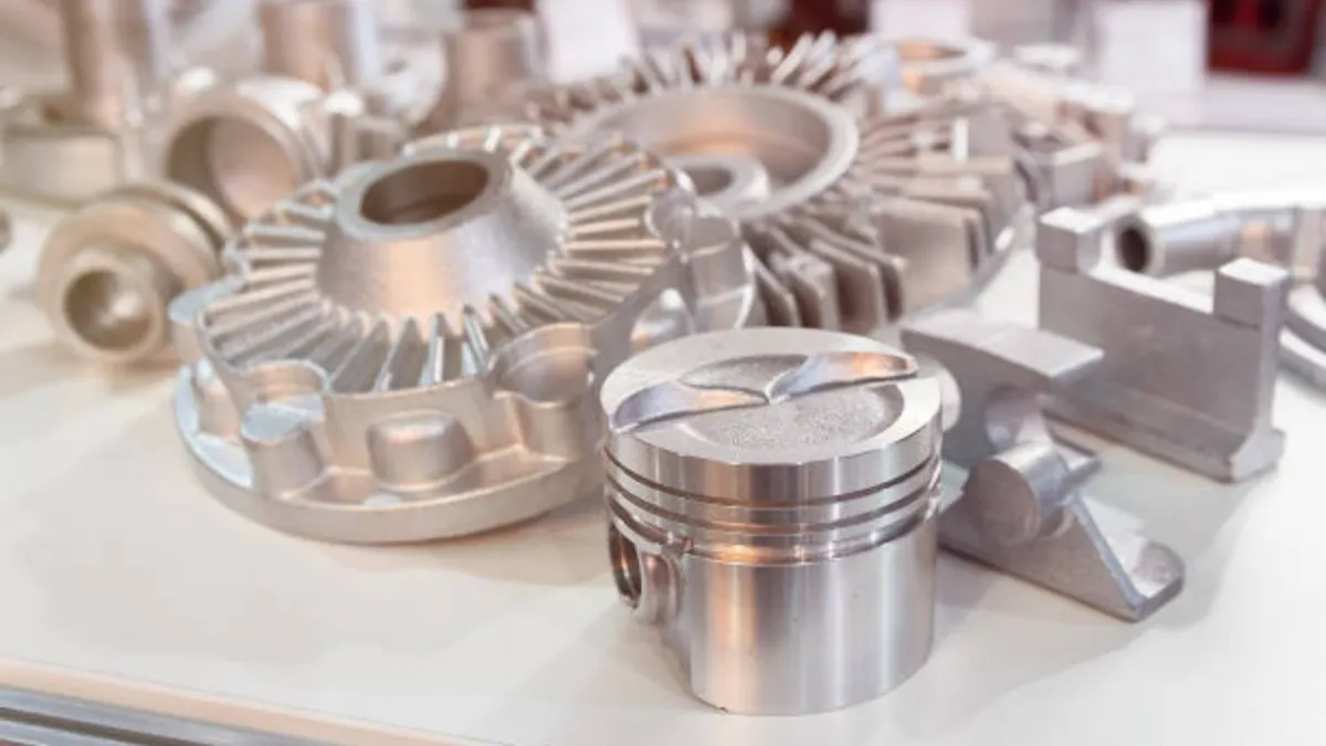 Finished aluminum die cast components with machined bores and ring grooves