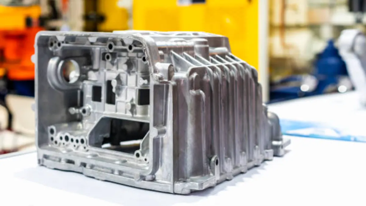 Finned aluminum die cast housing produced on a high pressure die casting cell