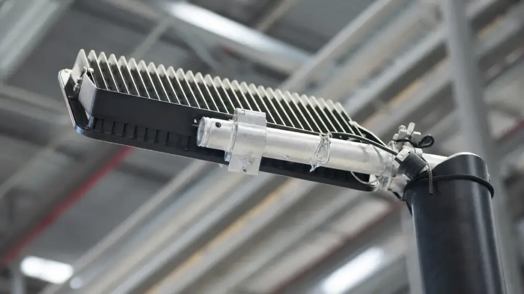Close-up of outdoor LED street lamp on pole