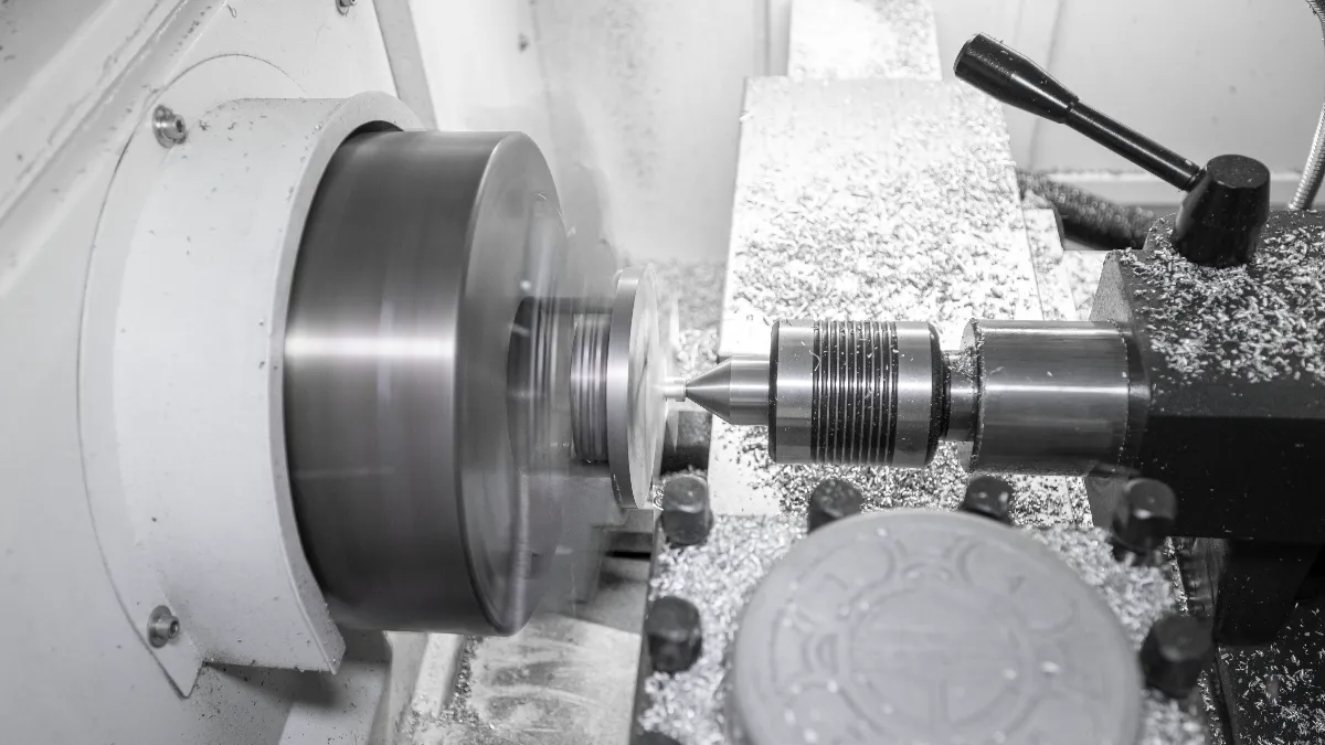 CNC machine drilling and tapping a die cast housing