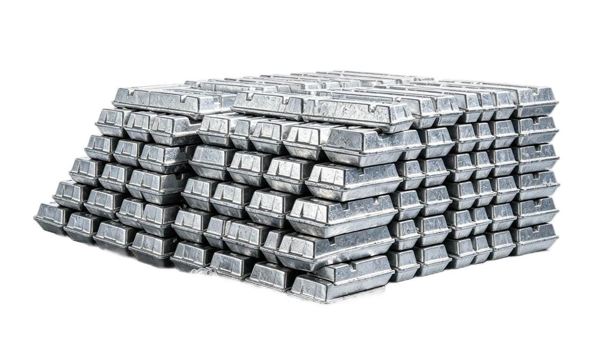Aluminum alloy ingot ready for charging into the central furnace